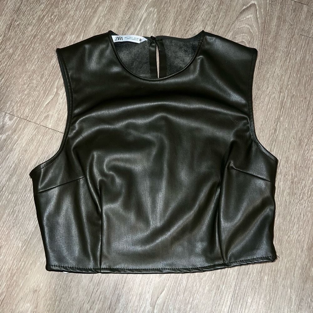 zara leather tank top